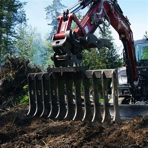 mini excavator brush rake for sale|rake attachment for mini excavator.